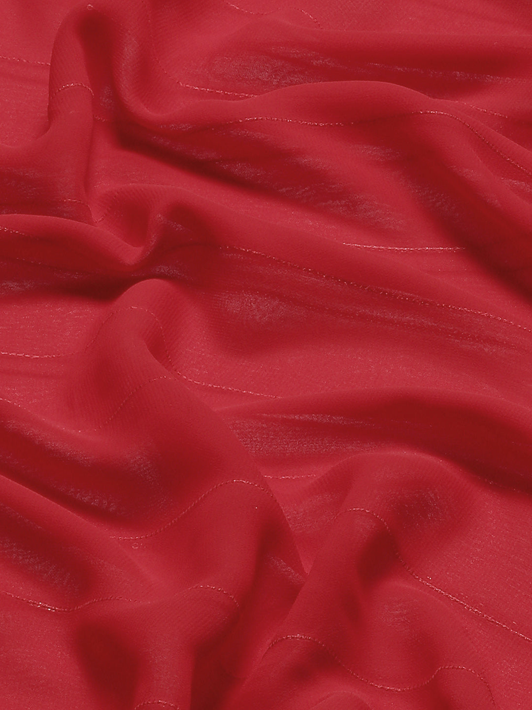 Striped Bollywood Georgette Saree  (Red)